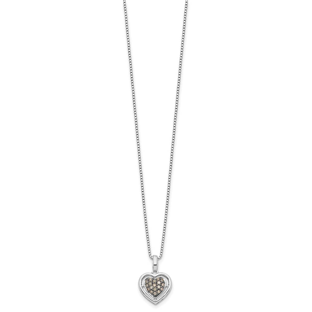 Alternate view of the 1/4 Ctw Champagne Diamond 15mm Heart Necklace in Sterling Silver by The Black Bow Jewelry Co.