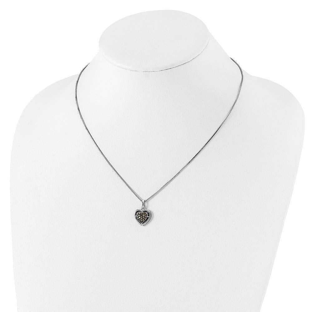 Alternate view of the 1/4 Ctw Champagne Diamond 15mm Heart Necklace in Sterling Silver by The Black Bow Jewelry Co.