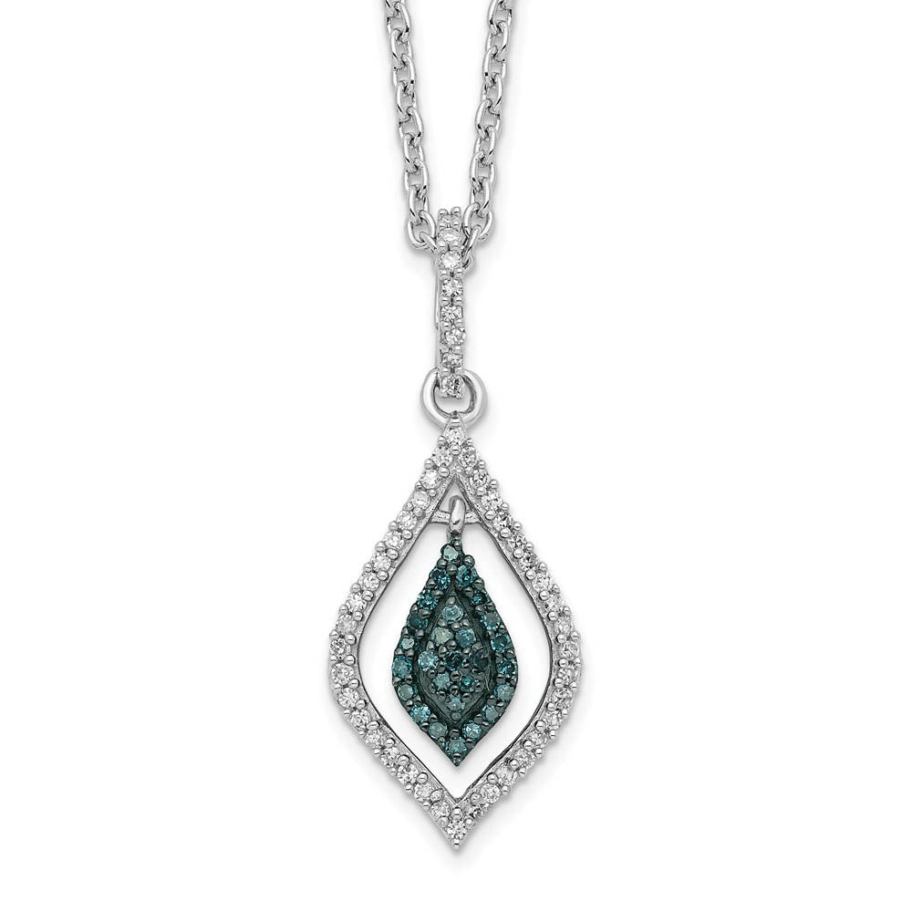 1/5 Ctw Blue &amp; White Diamond Double Marquise Sterling Silver Necklace, Item N10713 by The Black Bow Jewelry Co.