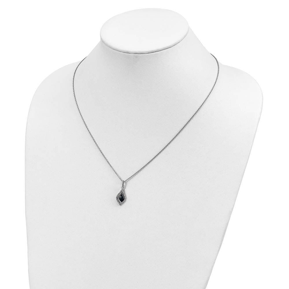 Alternate view of the 1/5 Ctw Blue &amp; White Diamond Double Marquise Sterling Silver Necklace by The Black Bow Jewelry Co.