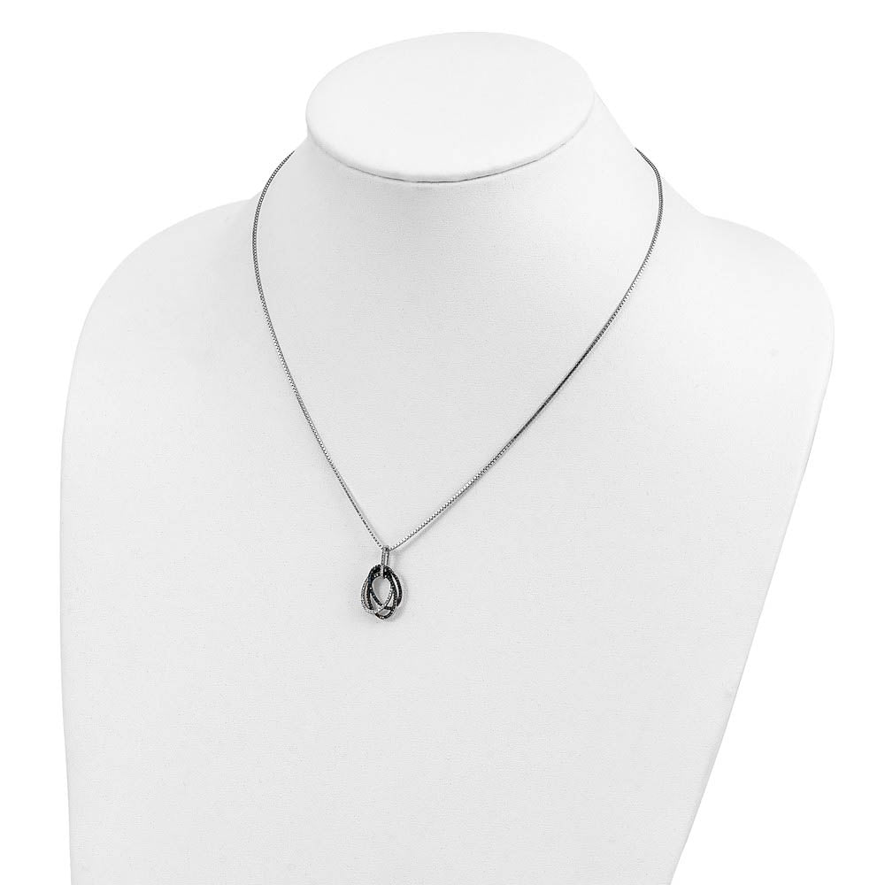 Alternate view of the Blue &amp; White Diamond Triple Oval Necklace in Sterling Silver by The Black Bow Jewelry Co.