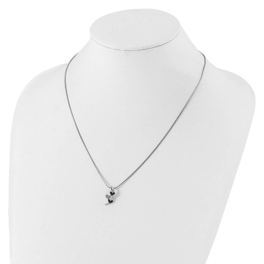 Alternate view of the Blue &amp; White Diamond Triple Heart Slide Necklace in Sterling Silver by The Black Bow Jewelry Co.