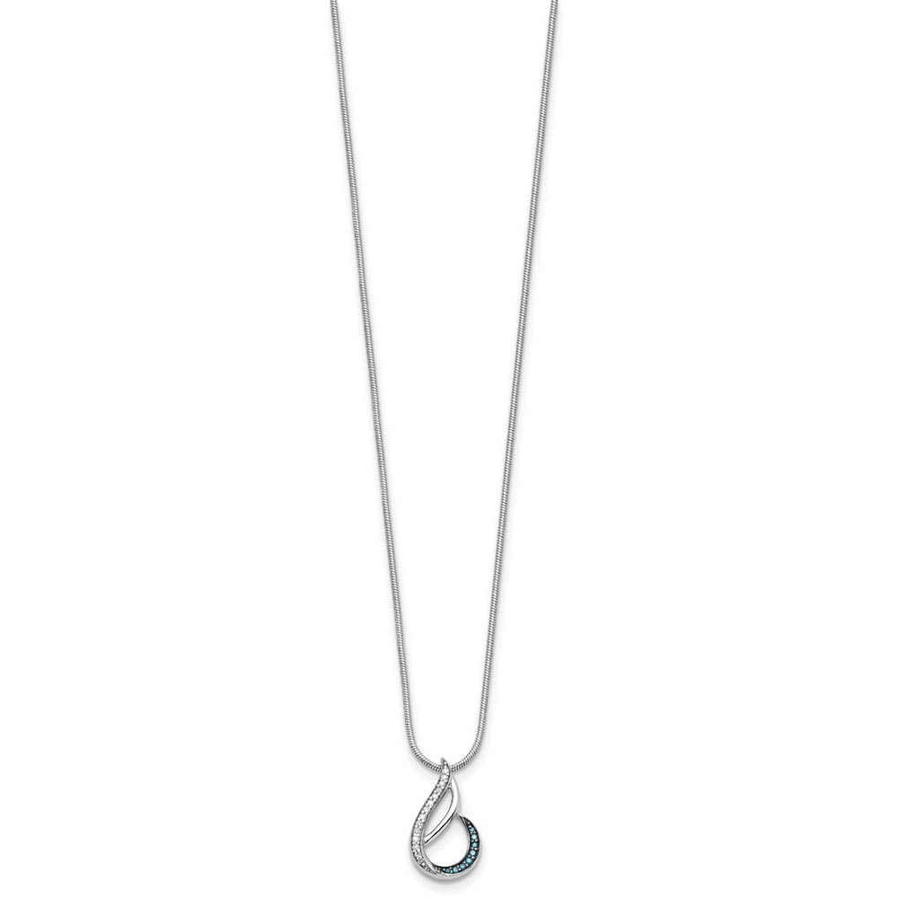 Alternate view of the Blue &amp; White Diamond Tear Slide Necklace in Sterling Silver by The Black Bow Jewelry Co.