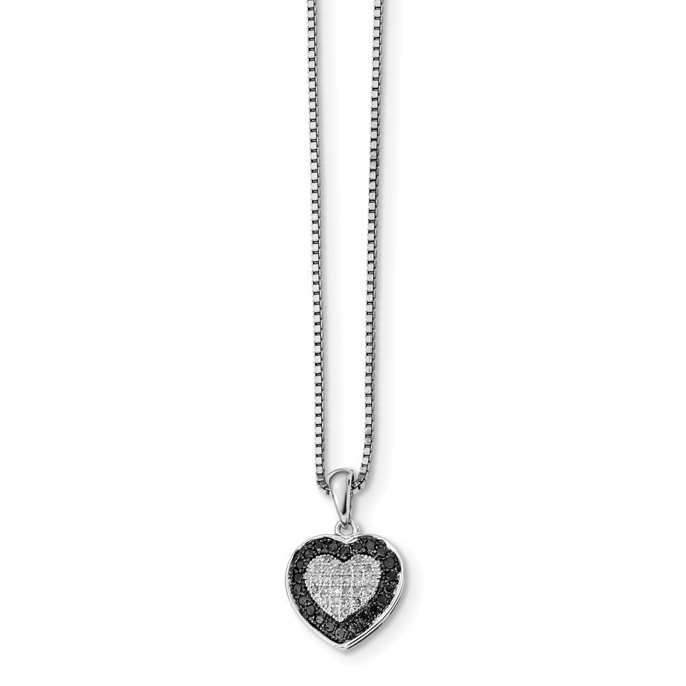 1/4 Ctw White &amp; Black Diamond 13mm Heart Necklace in Sterling Silver, Item N10763 by The Black Bow Jewelry Co.