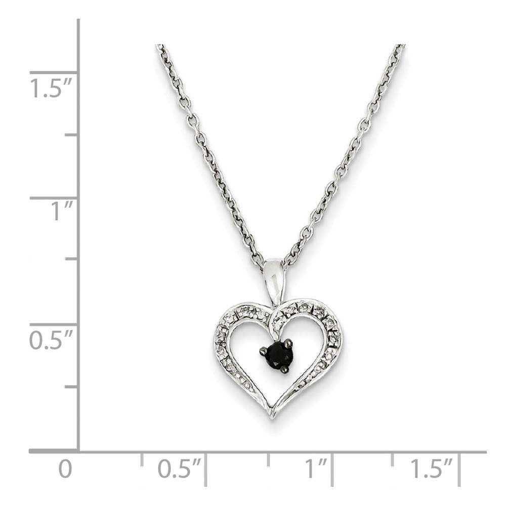 Alternate view of the 1/6 Cttw White & Black Diamond 13mm Heart Necklace in Sterling Silver by The Black Bow Jewelry Co.