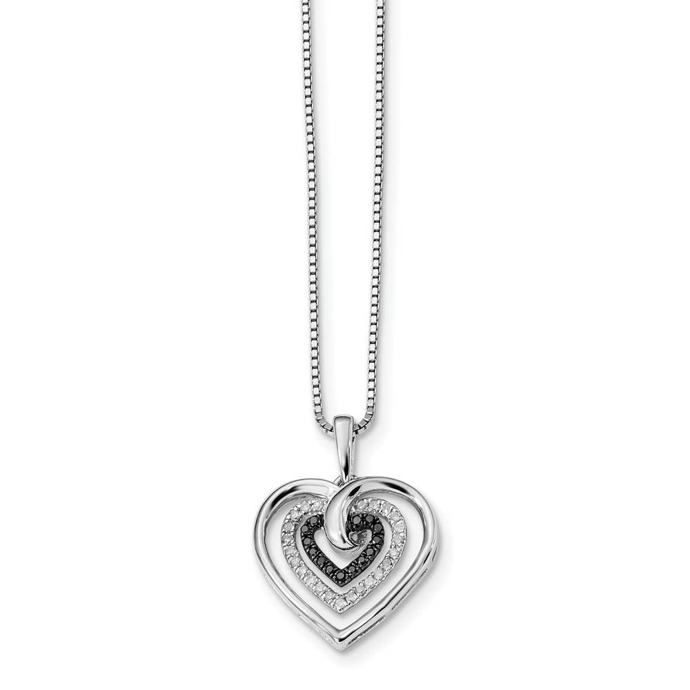 1/4 Ctw Black & White Diamond Triple Heart Necklace in Sterling Silver, Item N10781 by The Black Bow Jewelry Co.
