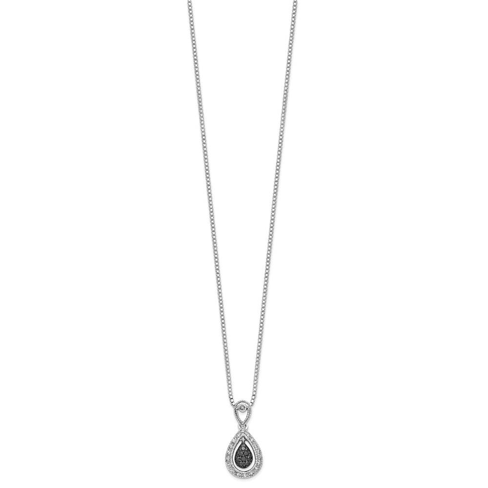 Alternate view of the White &amp; Black Diamond Teardrop Necklace in Sterling Silver by The Black Bow Jewelry Co.