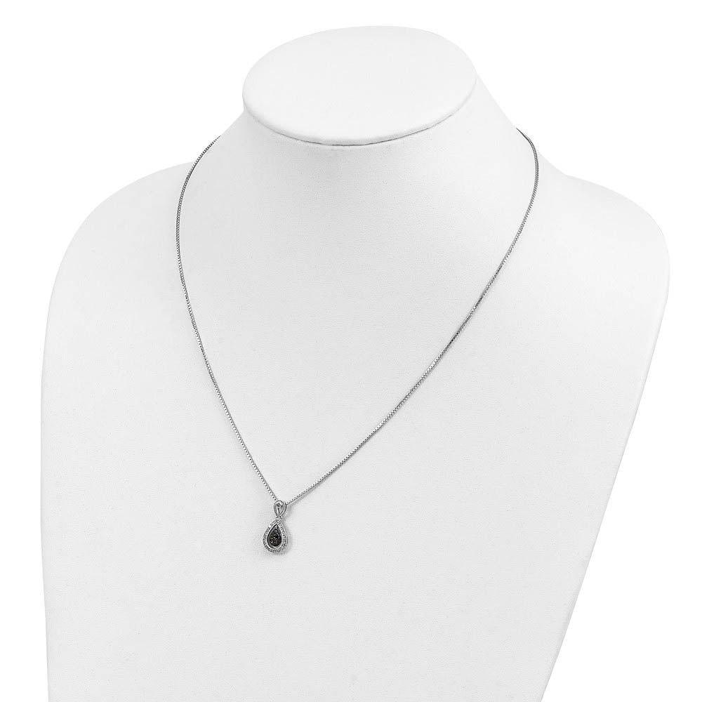 Alternate view of the White &amp; Black Diamond Teardrop Necklace in Sterling Silver by The Black Bow Jewelry Co.