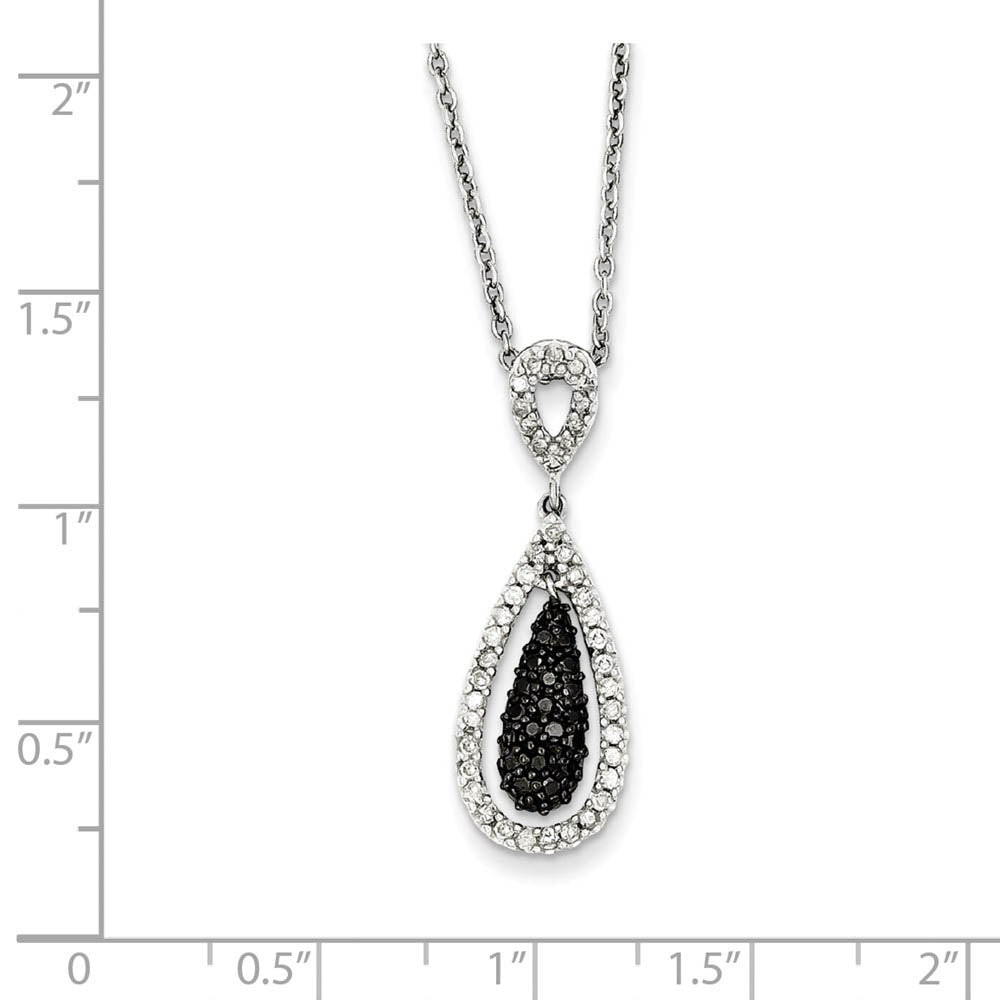 Alternate view of the 1/2 Cttw Black & White Diamond Teardrop Necklace in Sterling Silver by The Black Bow Jewelry Co.