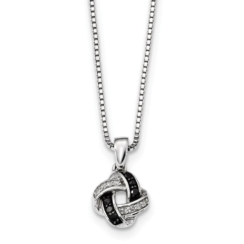 Black & White Diamond 10mm Knot Necklace in Sterling Silver, Item N10836 by The Black Bow Jewelry Co.