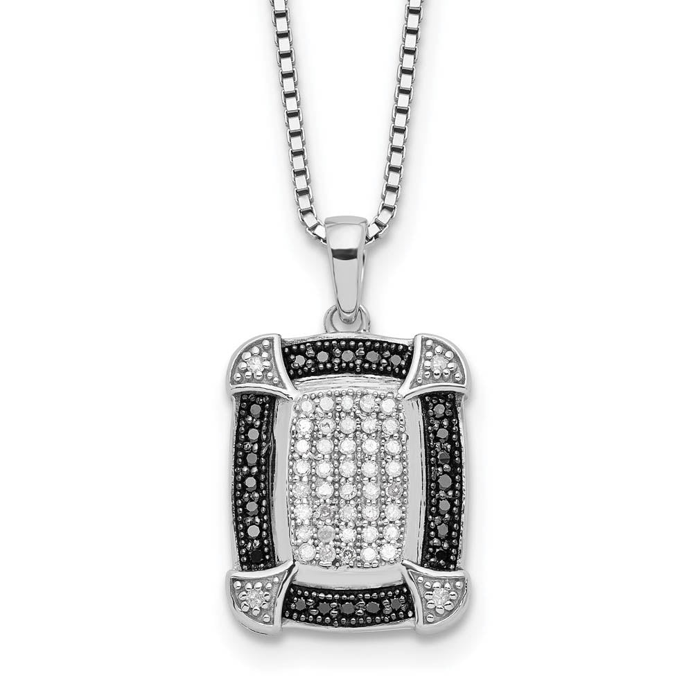 1/3 Cttw Black & White Diamond Rectangle Necklace in Sterling Silver, Item N10850 by The Black Bow Jewelry Co.