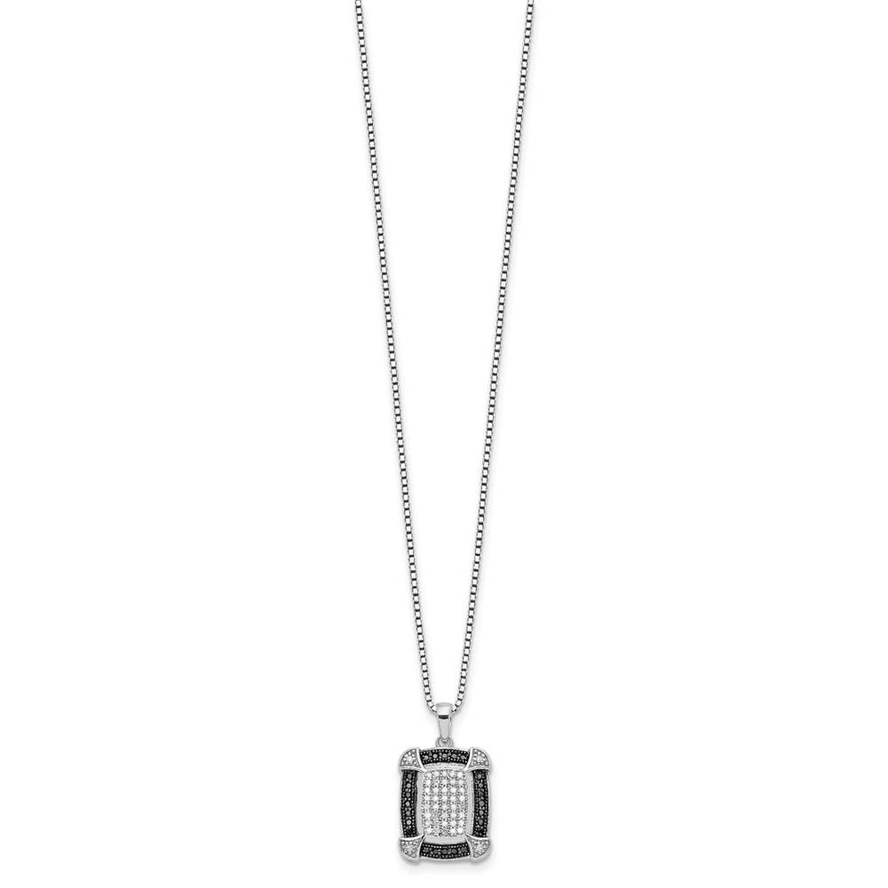 Alternate view of the 1/3 Cttw Black & White Diamond Rectangle Necklace in Sterling Silver by The Black Bow Jewelry Co.