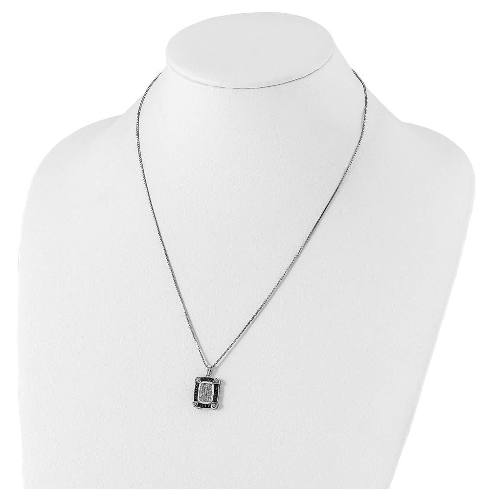 Alternate view of the 1/3 Cttw Black & White Diamond Rectangle Necklace in Sterling Silver by The Black Bow Jewelry Co.