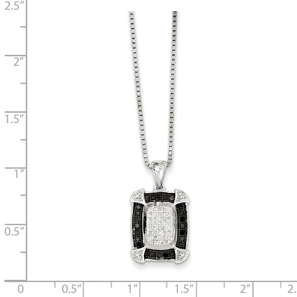 Alternate view of the 1/3 Cttw Black & White Diamond Rectangle Necklace in Sterling Silver by The Black Bow Jewelry Co.