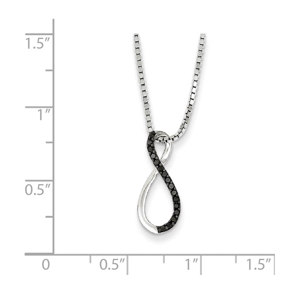 Alternate view of the Black Diamond Figure 8 Necklace in Rhodium Plated Sterling Silver by The Black Bow Jewelry Co.