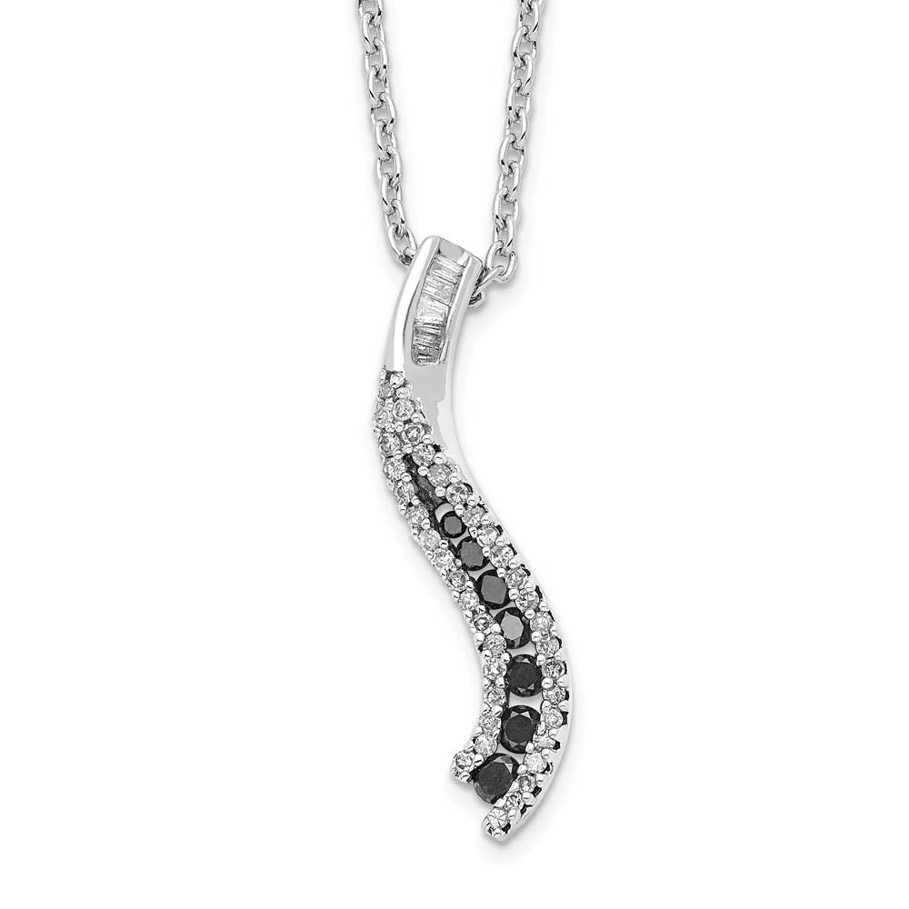 Black & White Diamond 22mm Twisted Bar Necklace in Sterling Silver, Item N10872 by The Black Bow Jewelry Co.