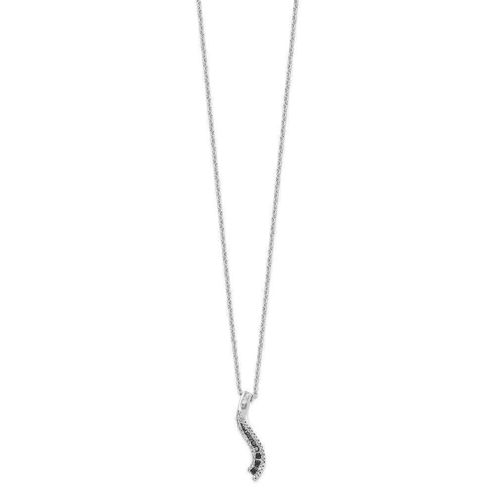 Alternate view of the Black & White Diamond 22mm Twisted Bar Necklace in Sterling Silver by The Black Bow Jewelry Co.