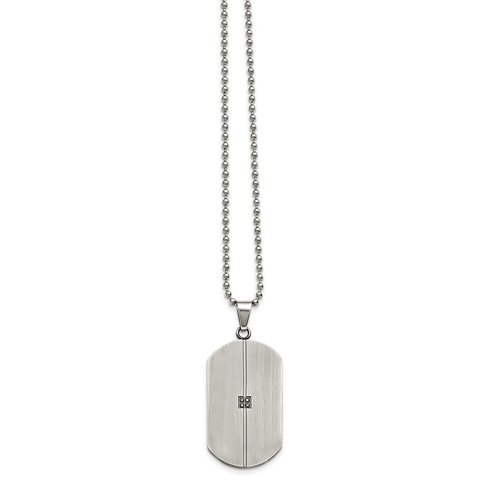 Black Diamond Antiqued Matte Dog Tag Stainless Steel Necklace, 22 Inch, Item N10884 by The Black Bow Jewelry Co.
