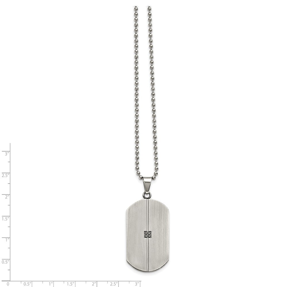 Alternate view of the Black Diamond Antiqued Matte Dog Tag Stainless Steel Necklace, 22 Inch by The Black Bow Jewelry Co.