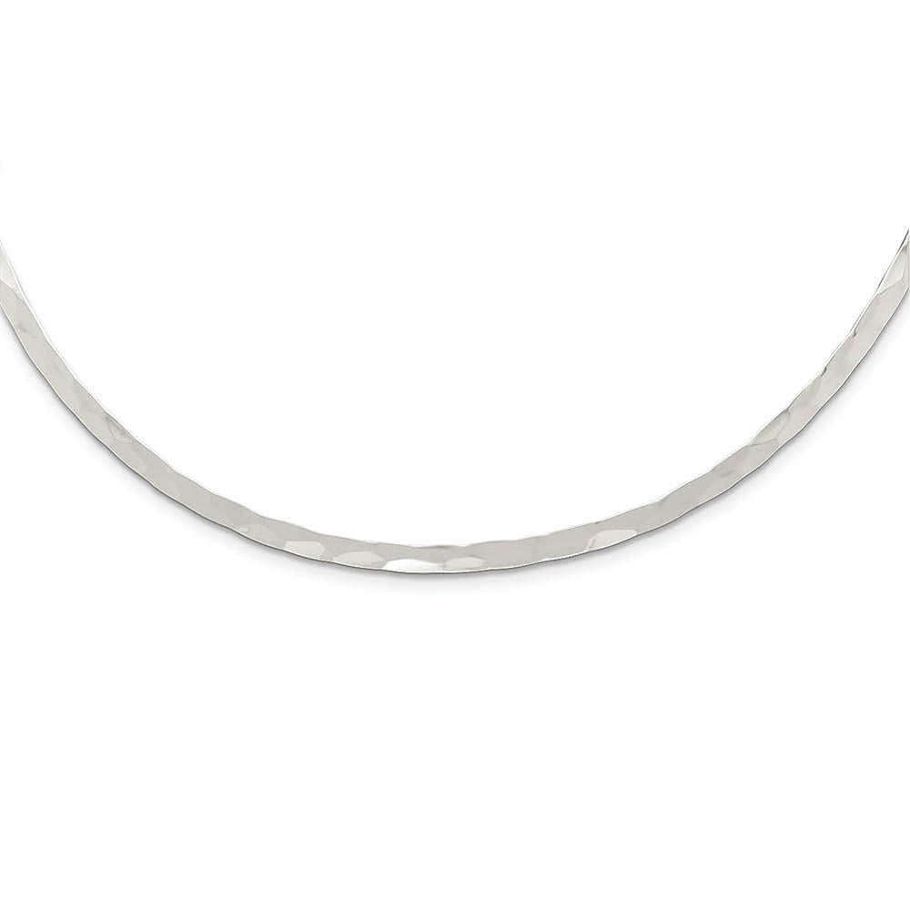 3.5mm Sterling Silver Hammered Slip On Neck Collar, 14 Inch, Item N10908 by The Black Bow Jewelry Co.