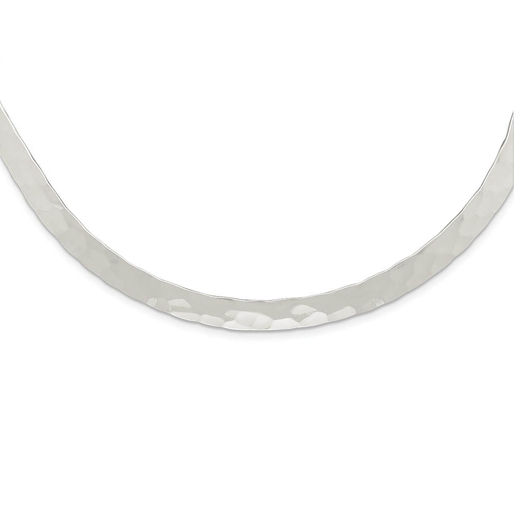 6mm Sterling Silver Hammered Slip On Neck Collar, 14 Inch, Item N10909 by The Black Bow Jewelry Co.