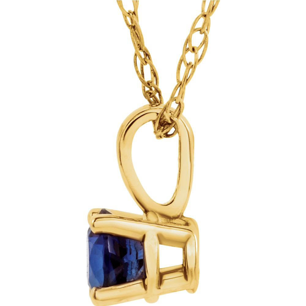 Alternate view of the Youth 3mm Round Blue Sapphire Necklace in 14k Yellow Gold, 14 Inch by The Black Bow Jewelry Co.