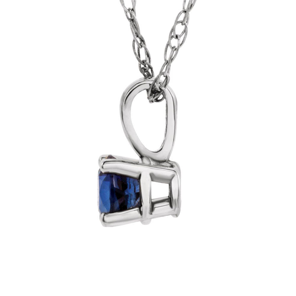 Alternate view of the Youth 3mm Round Created Sapphire Necklace in 14k White Gold, 14 Inch by The Black Bow Jewelry Co.