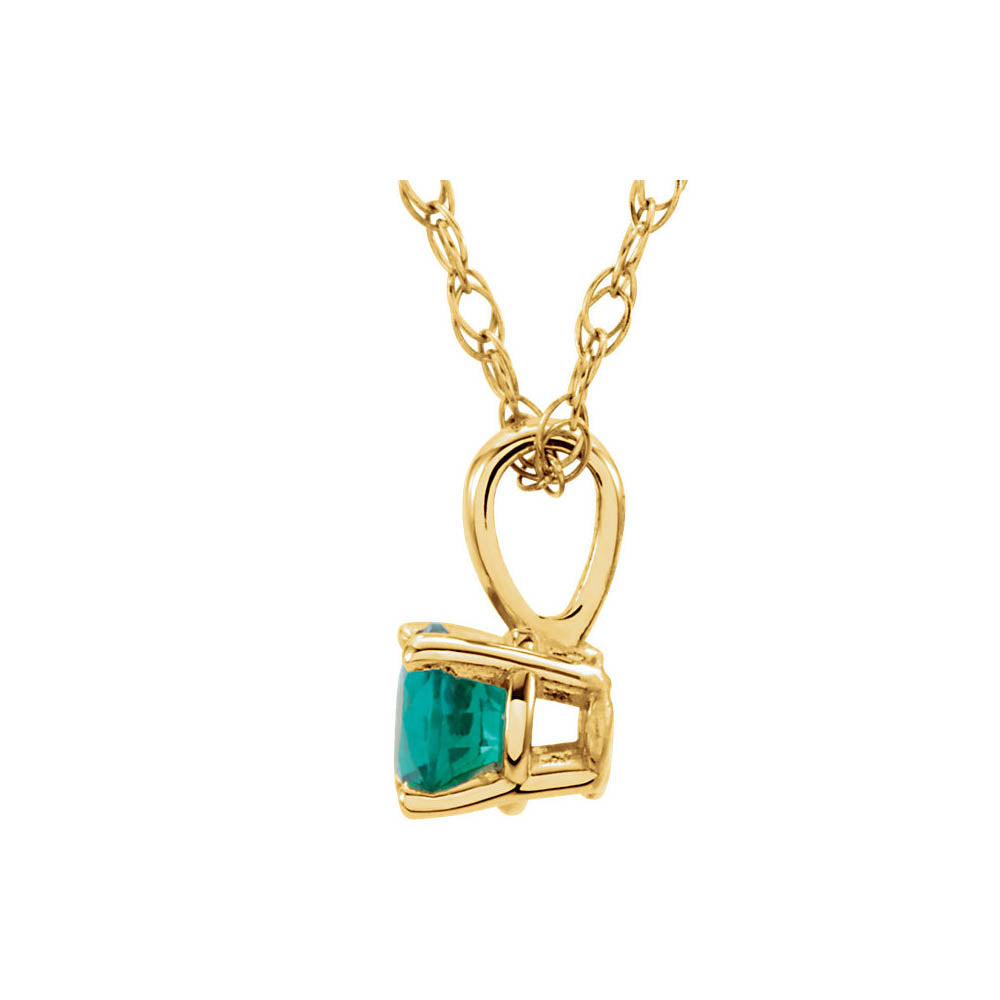 Alternate view of the Youth 3mm Round Genuine Emerald Necklace in 14k Yellow Gold, 14 Inch by The Black Bow Jewelry Co.