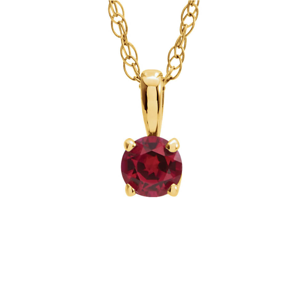 Youth 3mm Round Created Ruby Necklace in 14k Yellow Gold, 14 Inch, Item N10944 by The Black Bow Jewelry Co.