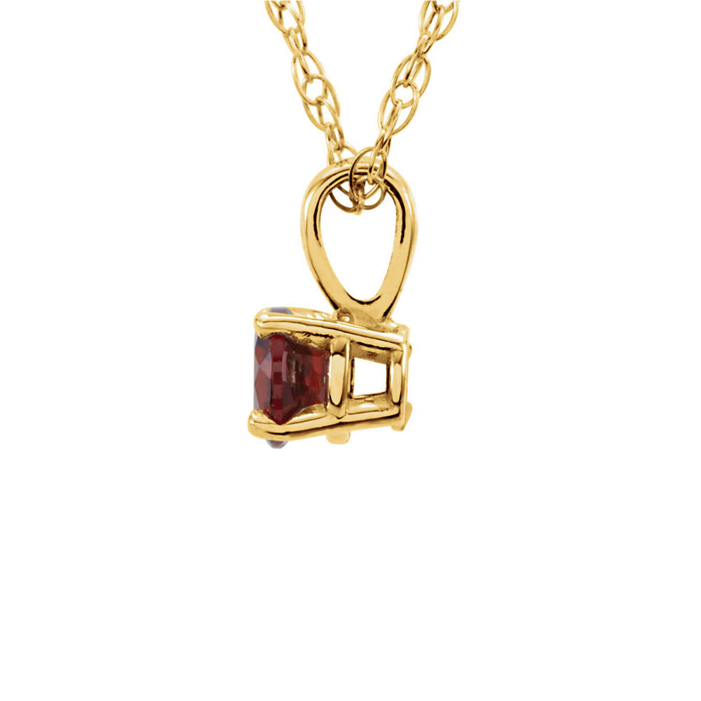 Alternate view of the Youth 3mm Round Created Ruby Necklace in 14k Yellow Gold, 14 Inch by The Black Bow Jewelry Co.