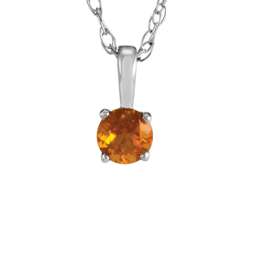 Youth 3mm Round Citrine Necklace in 14k White Gold, 14 Inch, Item N10946 by The Black Bow Jewelry Co.