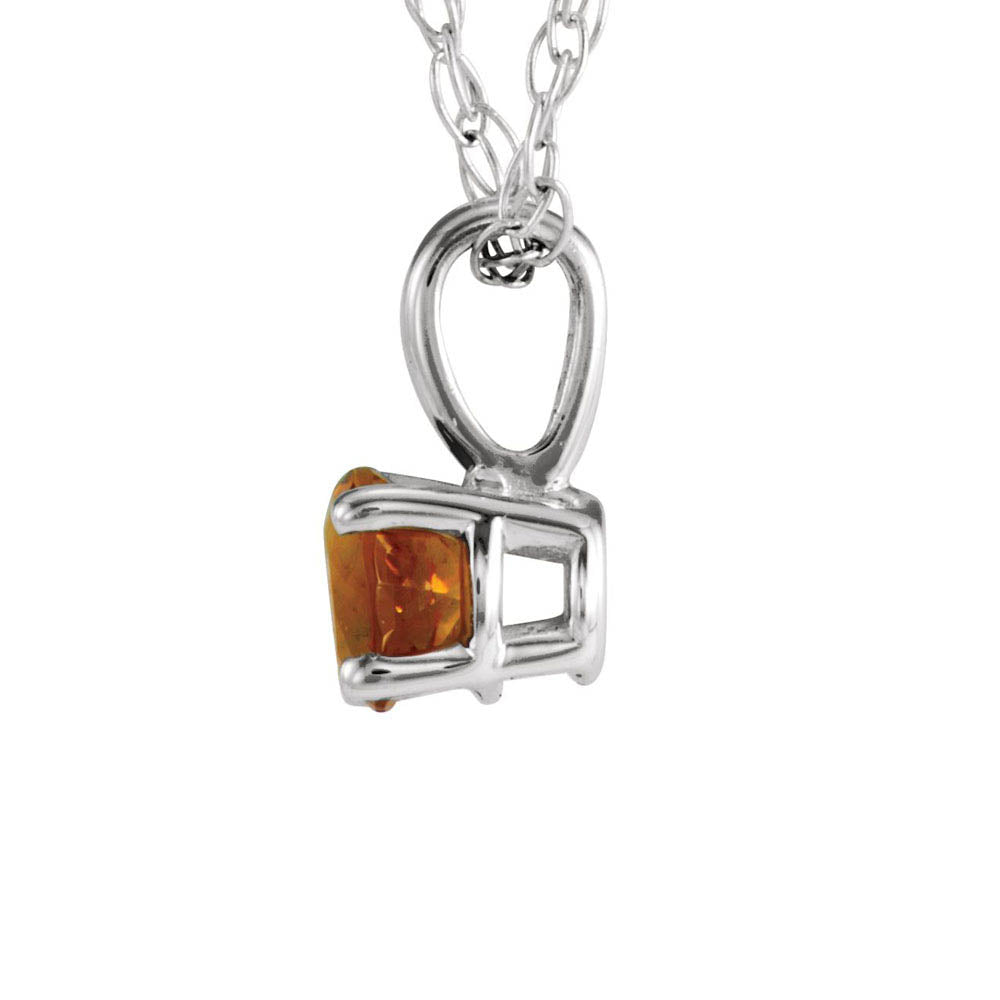 Alternate view of the Youth 3mm Round Citrine Necklace in 14k White Gold, 14 Inch by The Black Bow Jewelry Co.