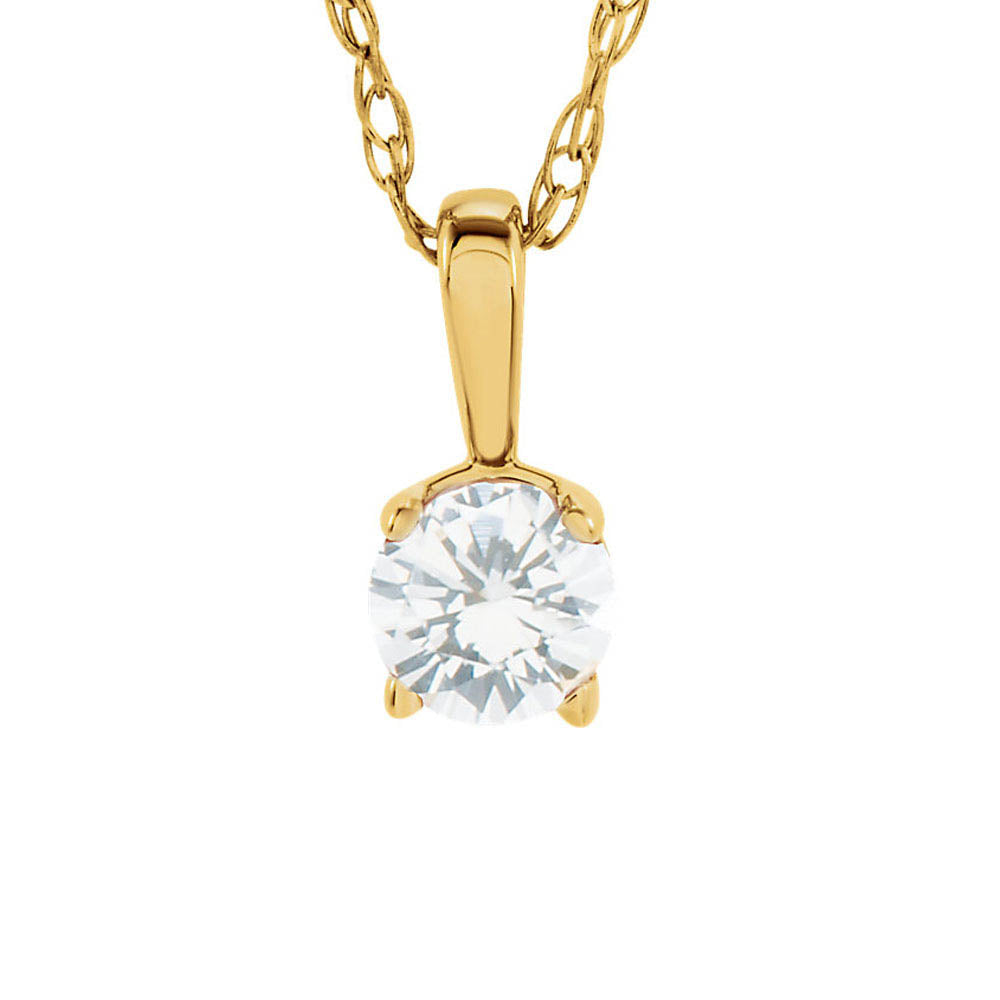 Girls 3mm Round 1/10 Ct, GH, I2, Diamond 14k Yellow Gold Necklace 14in, Item N10954 by The Black Bow Jewelry Co.