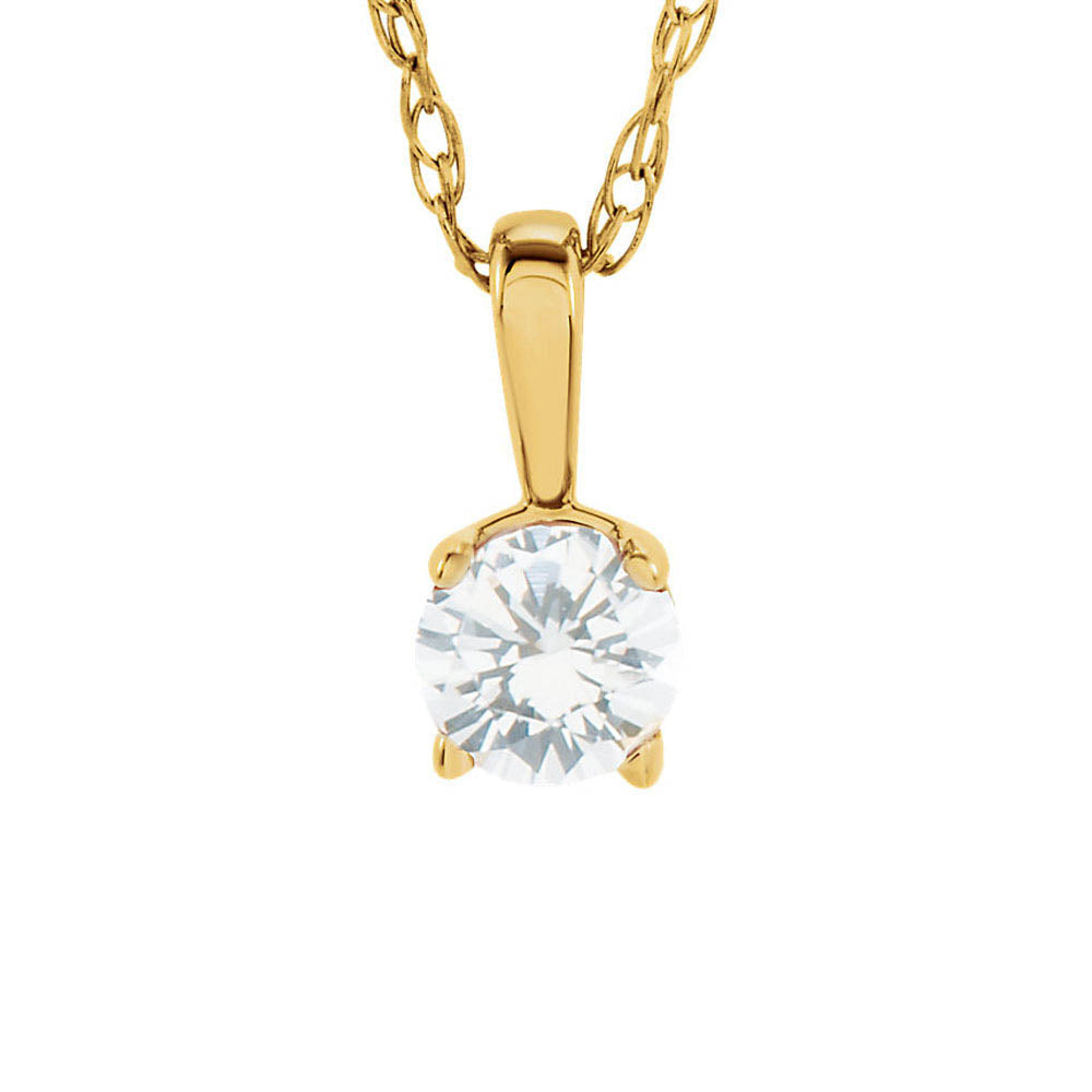 Youth 3mm Round White Sapphire Necklace in 14k Yellow Gold, 14 Inch, Item N10955 by The Black Bow Jewelry Co.