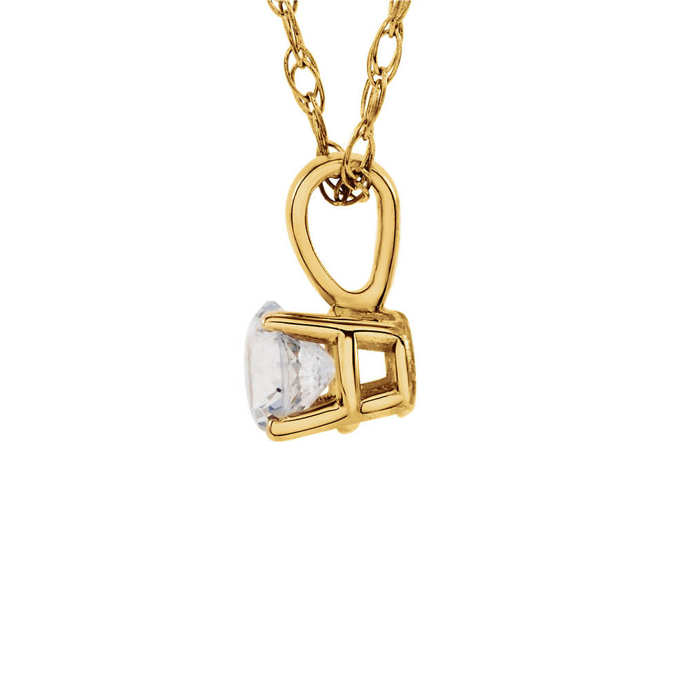 Alternate view of the Youth 3mm Round White Sapphire Necklace in 14k Yellow Gold, 14 Inch by The Black Bow Jewelry Co.