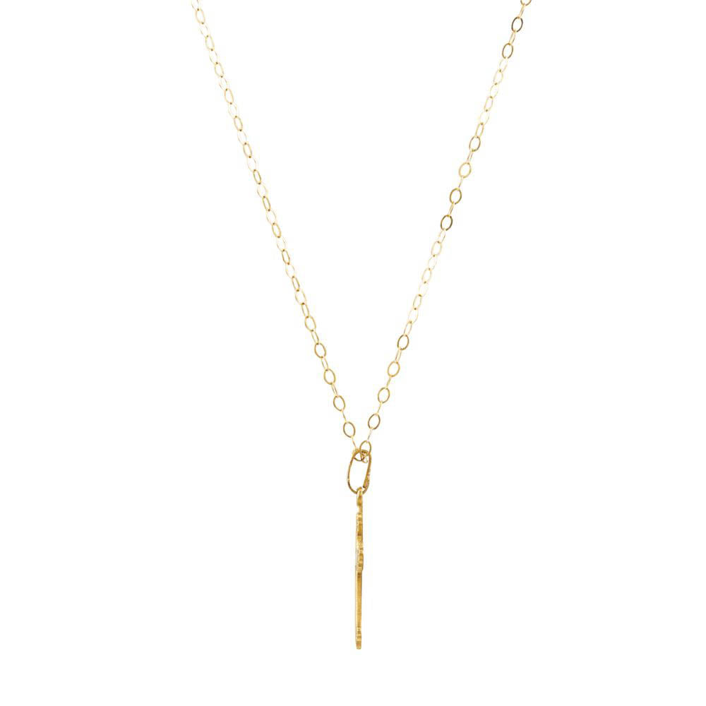 Alternate view of the Youth Fleur De Lis Cross Necklace in 14k Yellow Gold, 15 Inch by The Black Bow Jewelry Co.