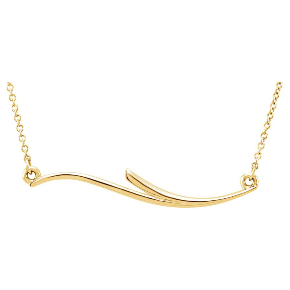 Freeform Bar Necklace in 14k Yellow Gold, 17.5 Inch, Item N10965 by The Black Bow Jewelry Co.