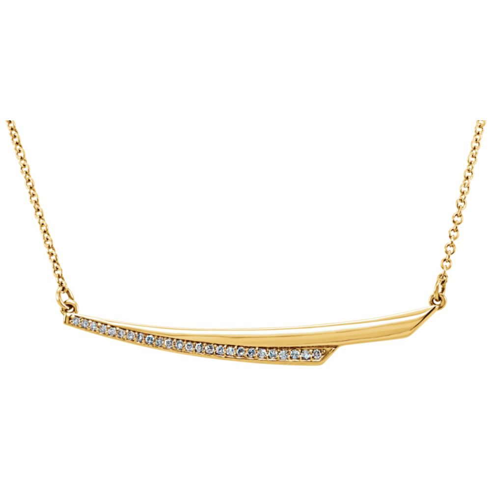 .08 Ctw Diamond Freeform Bar Necklace in 14k Yellow Gold, 17.5 Inch, Item N10972 by The Black Bow Jewelry Co.