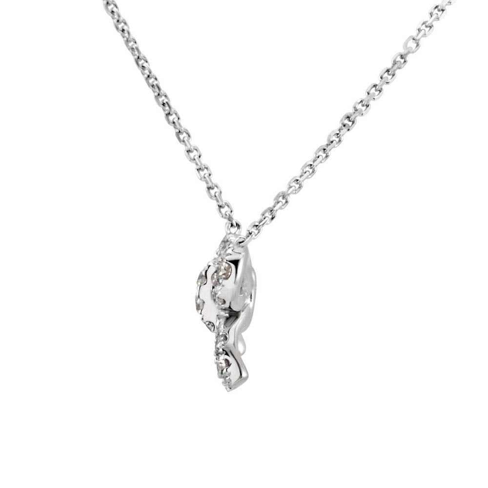 Alternate view of the 1/6 Ctw Diamond Small Bow Necklace in 14k White Gold, 18 Inch by The Black Bow Jewelry Co.