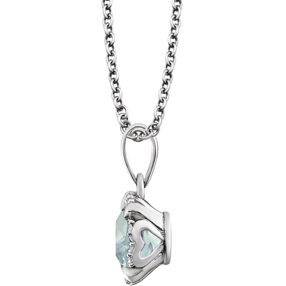 Alternate view of the Cushion Aquamarine & Diamond Necklace in 14k White Gold, 18 Inch by The Black Bow Jewelry Co.