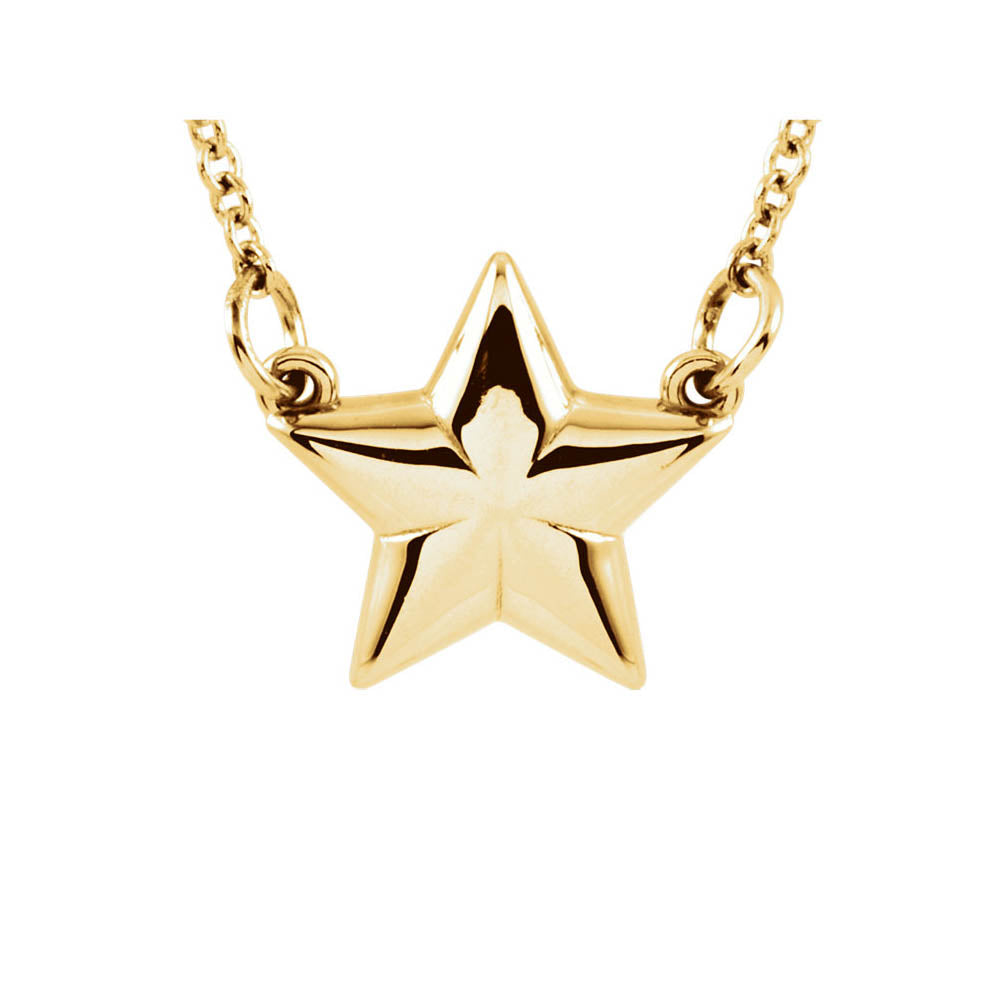 Polished Small Star Necklace in 14k Yellow Gold, 18 Inch, Item N11010 by The Black Bow Jewelry Co.
