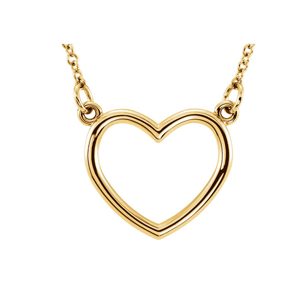 Polished 13mm Heart Necklace in 14k Yellow Gold, 16 Inch, Item N11017 by The Black Bow Jewelry Co.