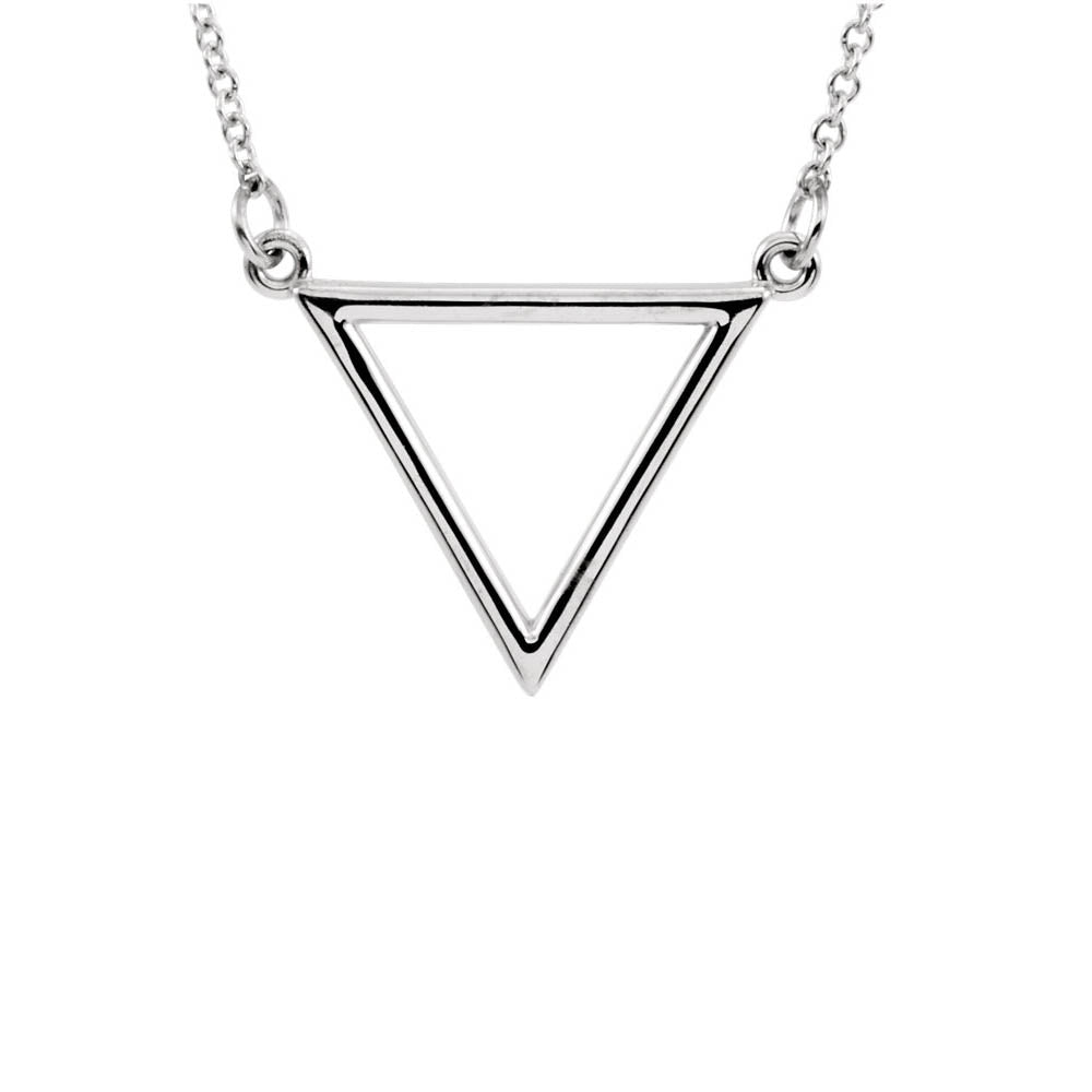 Polished 15x19mm Triangle Necklace in 14k White Gold, 16 Inch, Item N11034 by The Black Bow Jewelry Co.