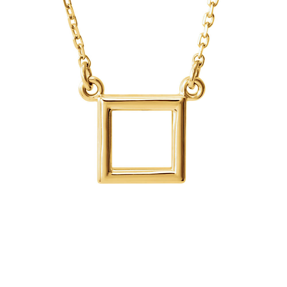 Polished 10mm Square Necklace in 14k Yellow Gold, 16-18 Inch, Item N11039 by The Black Bow Jewelry Co.