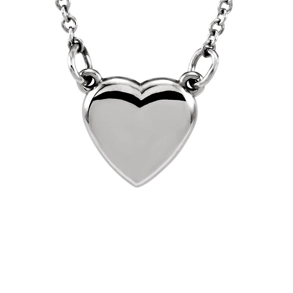 Polished 9mm Classic Heart Necklace in 14k White Gold, 18 Inch, Item N11049 by The Black Bow Jewelry Co.