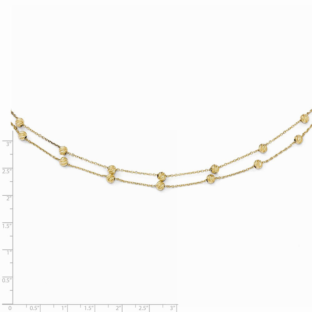 Alternate view of the 14k Yellow Gold Diamond-Cut Beaded Half Double Strand 17 Inch Necklace by The Black Bow Jewelry Co.