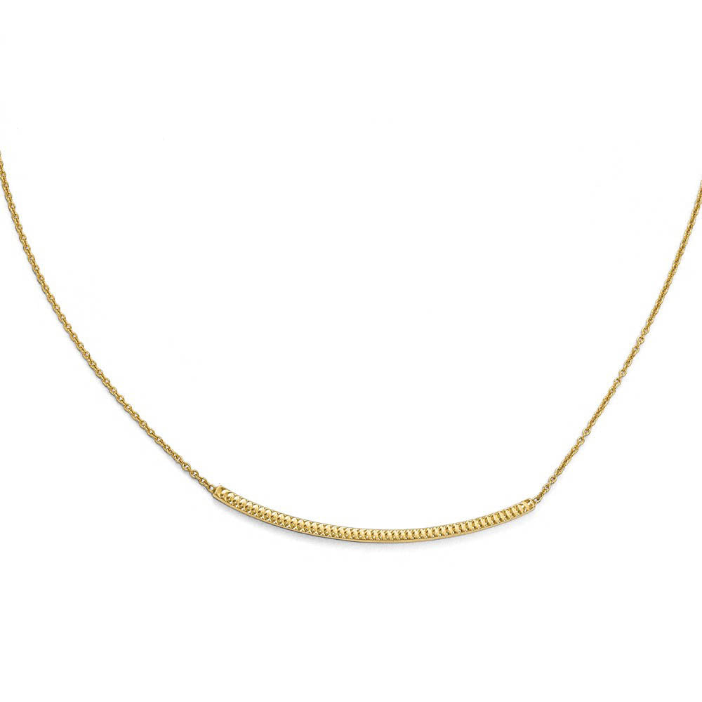 14k Gold Polished & Textured Reversible Curved Bar Necklace, 16-18 in, Item N11482 by The Black Bow Jewelry Co.