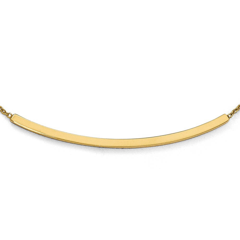 Alternate view of the 14k Gold Polished & Textured Reversible Curved Bar Necklace, 16-18 in by The Black Bow Jewelry Co.