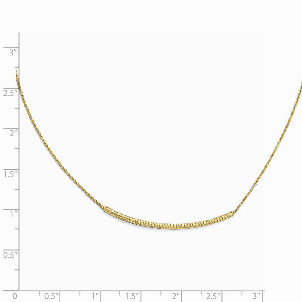 Alternate view of the 14k Gold Polished & Textured Reversible Curved Bar Necklace, 16-18 in by The Black Bow Jewelry Co.