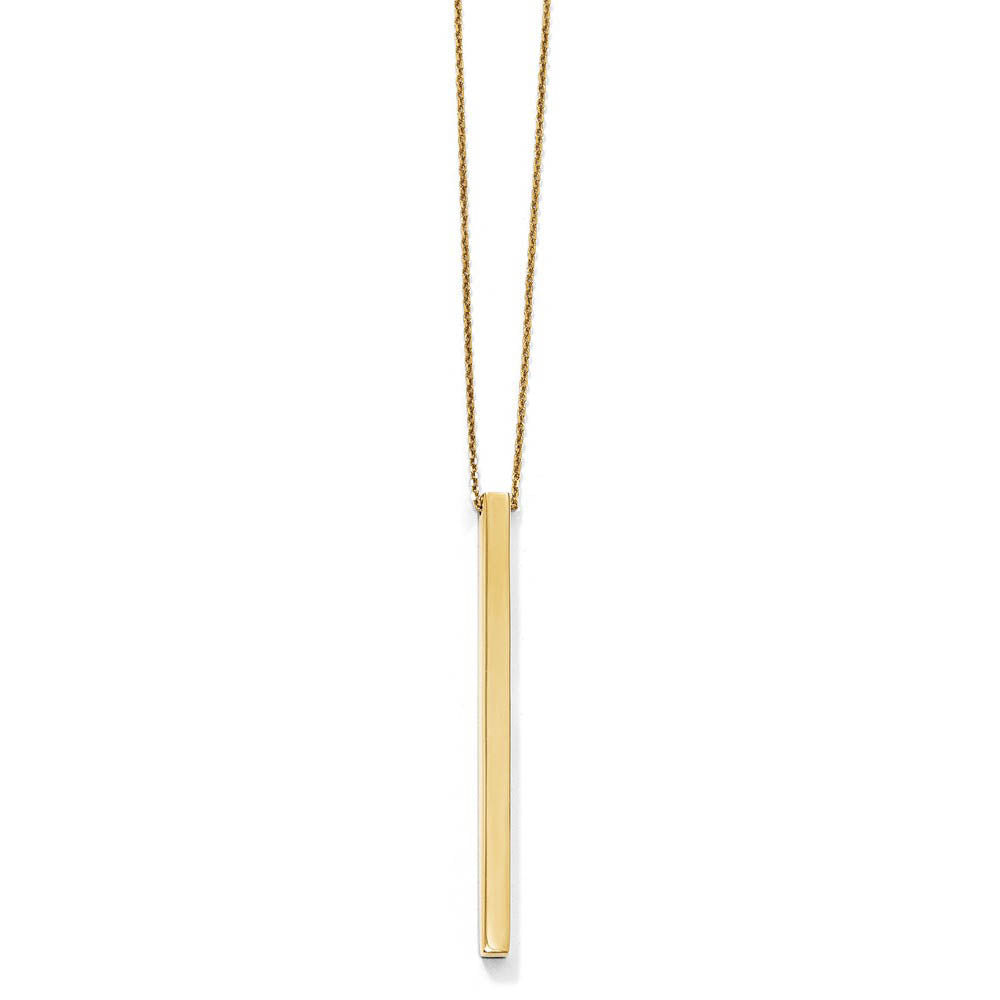 14k Yellow Gold Polished 3mm Vertical Bar Necklace, 16-18 Inch, Item N11485 by The Black Bow Jewelry Co.